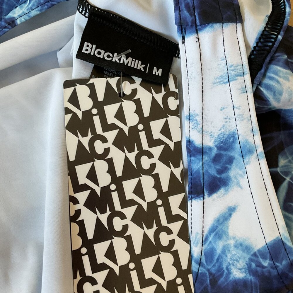 LIMITED M Black Milk Dark Places Blue Smoke Faces Reversible Scoop Skater Dress - Picture 11 of 12